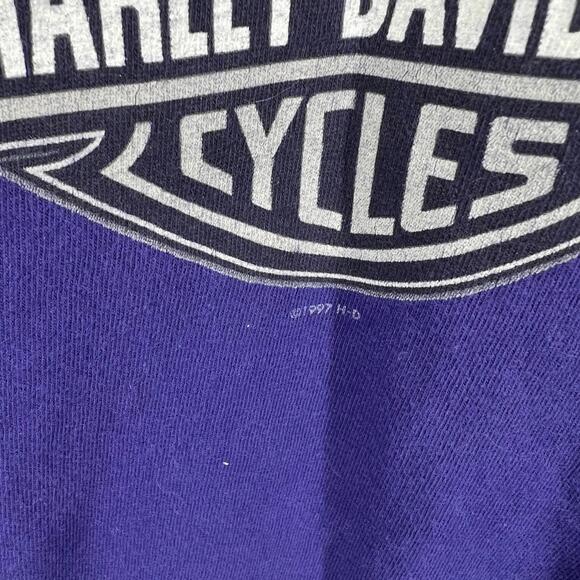 Vintage Harley Davidson Graphic T Shirt Greg Lummus Large Asheville NC Purple 97 - Picture 3 of 9